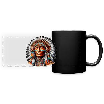 Amérindien Peau rouge d’Amérique - Mug panoramique uni - noir - Devant