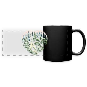 Living close to nature with a teepee tent in the forest - Full Colour Panoramic Mug - black - Front