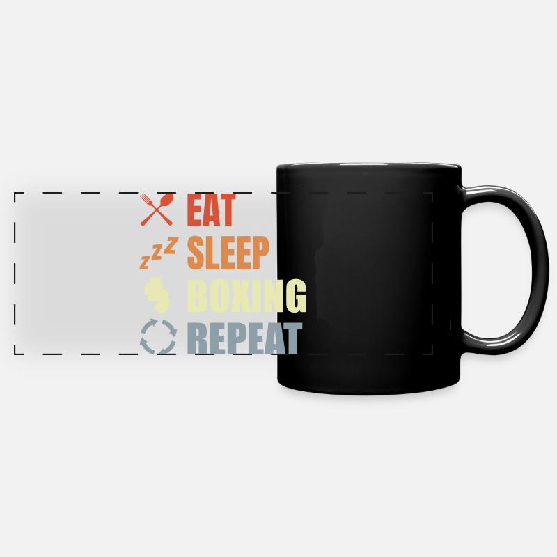 Manger dormir Boxe Répéter - Mug panoramique uni - noir