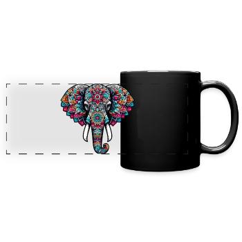 Elephant - Full Colour Panoramic Mug - black - Front