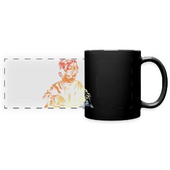 Vintage Schach Junge - Panorama-Tasse farbig - Schwarz - Vorne
