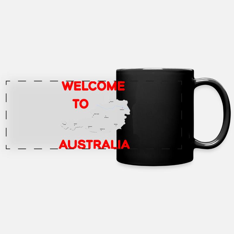 Welcome design Austria and Australia - Full Colour Panoramic Mug - black