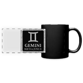 Sternzeichen Zwillinge - Panorama-Tasse farbig - Schwarz - Vorne