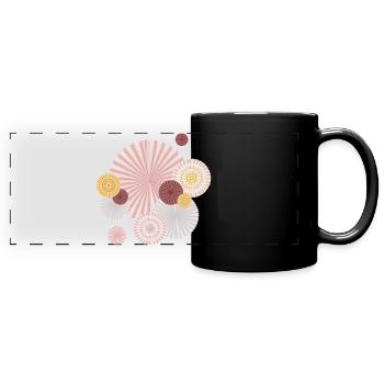 Rosettes pastel – Éventails décoratifs en papier - Mug panoramique uni - noir - Devant