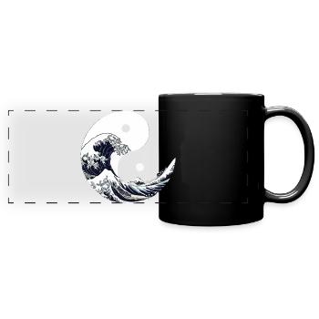 Yin yang wave Kanagawa - Full Colour Panoramic Mug - black - Front