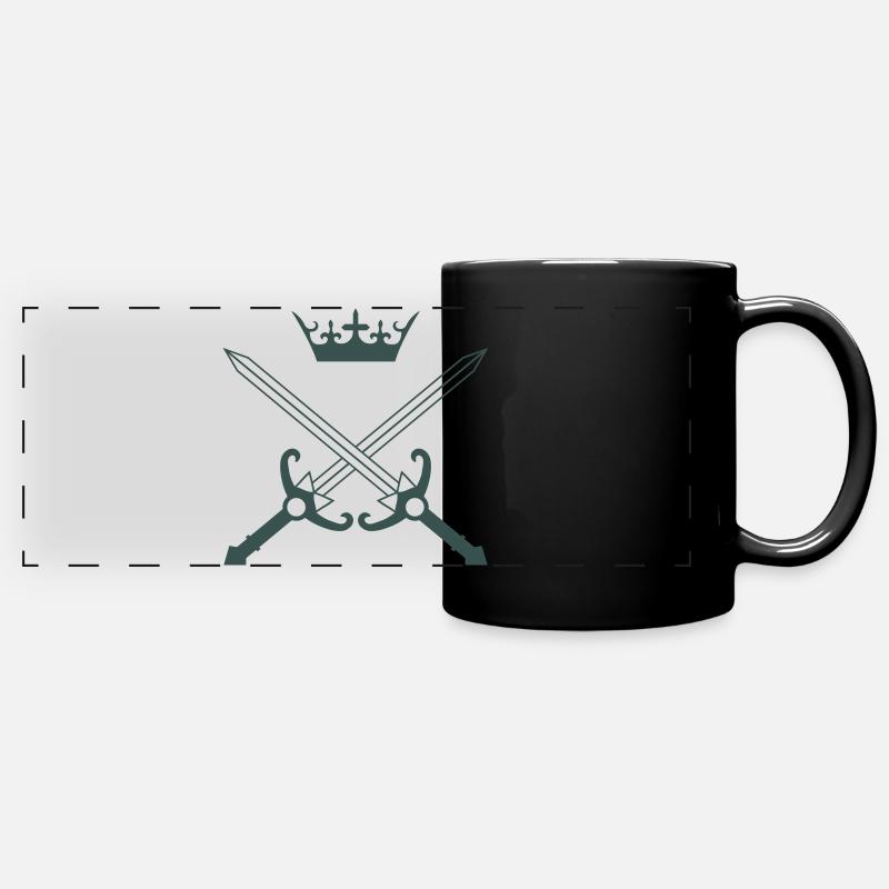 Crossing Swords with Crown - Full Colour Panoramic Mug - black