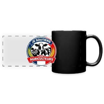 Soutien aux Agriculteurs Français - Mug panoramique uni - noir - Devant