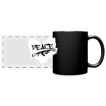 Frieden Gewehr Blüten Graffiti - Panorama-Tasse farbig - Schwarz - Vorne