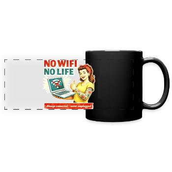 No Wi-Fi No Life Retro - Full Colour Panoramic Mug - black - Front