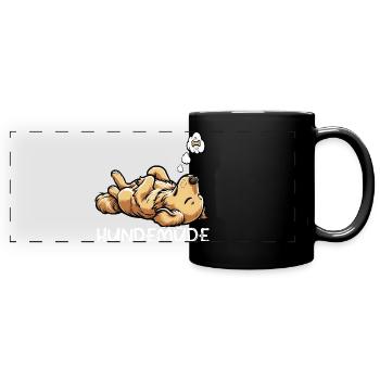Hundemüde Golden Retriever Goldie Goldiebesitzer - Panorama-Tasse farbig - Schwarz - Vorne