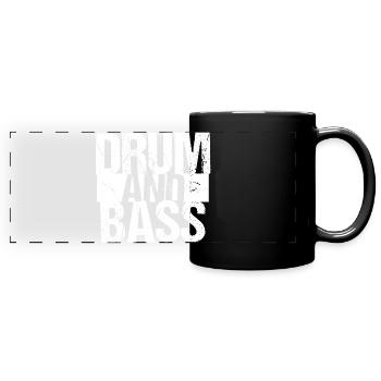 Drum-and-Bass Typografie-Logomusik - Panorama-Tasse farbig - Schwarz - Vorne