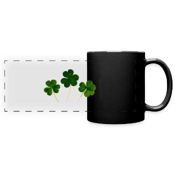 kleeblatt glueck shamrock luck four leaf clover32 - Panorama-Tasse farbig - Schwarz - Vorne
