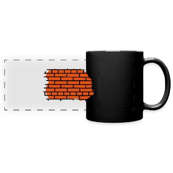 mauer - wall - Panorama-Tasse farbig - Schwarz - Vorne