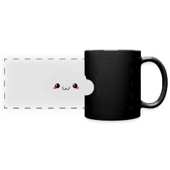 Happy Kawaii Cloud - Full Colour Panoramic Mug - black - Front