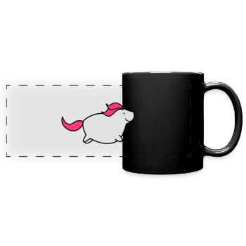 fat_unicorn_02 - Panorama-Tasse farbig - Schwarz - Vorne