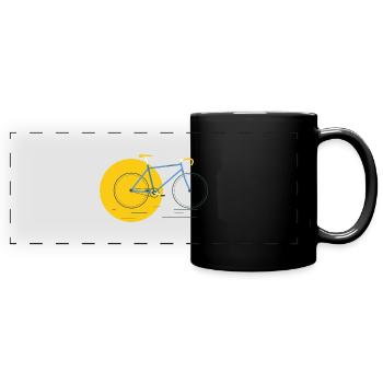 Un vélo de course rapide en jaune-bleu, rétro, vintage - Mug panoramique uni - noir - Devant