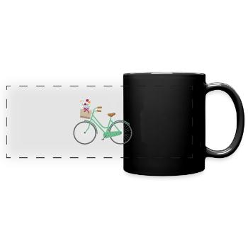Bicycle with flowers - Full Colour Panoramic Mug - black - Front