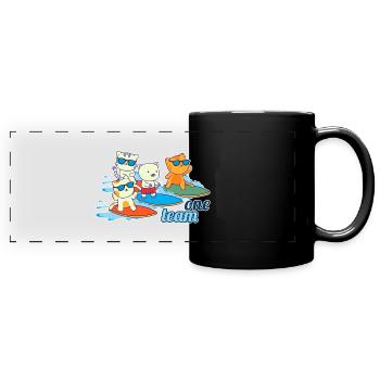 team familie katze surfen bachelorette party tier - Panorama-Tasse farbig - Schwarz - Vorne