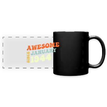 Groovy 79 Jahre alt genial seit Januar 1944 - Panorama-Tasse farbig - Schwarz - Vorne