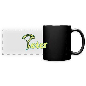 Peter artful yellow text - Full Colour Panoramic Mug - black - Front