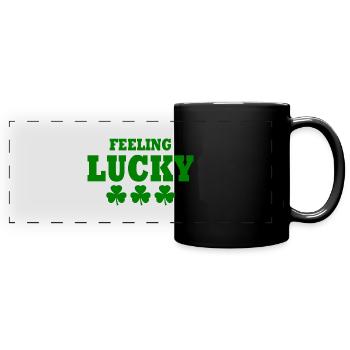 feeling lucky - Full Colour Panoramic Mug - black - Front
