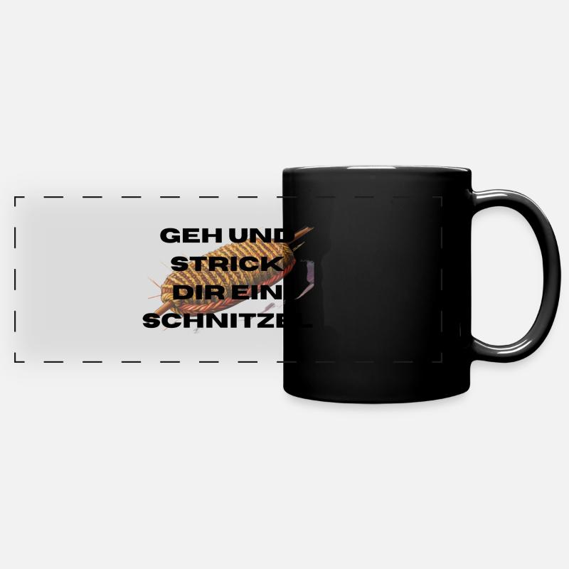 Go and knit yourself a schnitzel - Full Colour Panoramic Mug - black