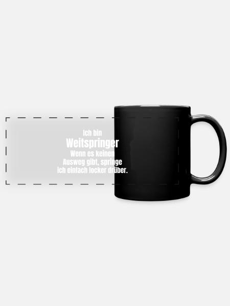 Weitspringer - Panorama-Tasse farbig - Schwarz