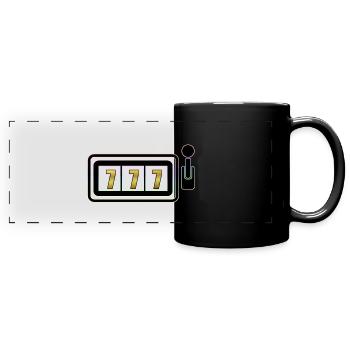 Spielautomat mit Jackpot (777) - Panorama-Tasse farbig - Schwarz - Vorne