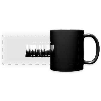 Comme ci-dessus, ainsi en dessous du code-barres forêt - Mug panoramique uni - noir - Devant