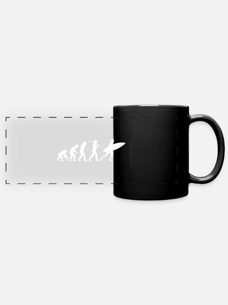 surf Brandung evolution - Panorama-Tasse farbig - Schwarz