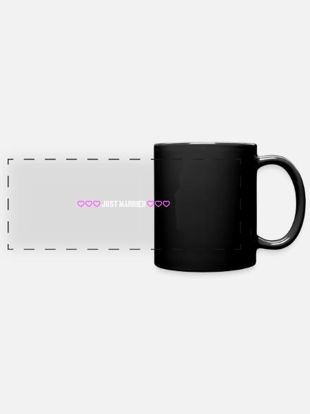 Just Married Hochzeit herzchen - Panorama-Tasse farbig - Schwarz