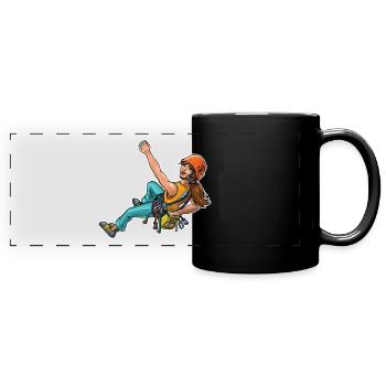 Weiblicher Kletterer (Weiblicher Sportkletterer) 2 - Panorama-Tasse farbig - Schwarz - Vorne