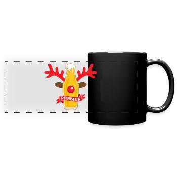Reinbeer Christmas Pun Costume Wordplay Gift - Full Colour Panoramic Mug - black - Front