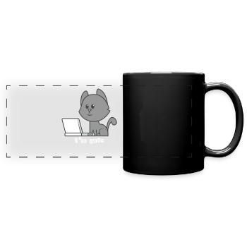Katze Laptop - Panorama-Tasse farbig - Schwarz - Vorne