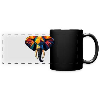 Elephant Low Poly Design - Full Colour Panoramic Mug - black - Front
