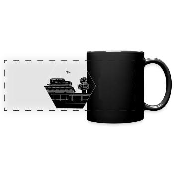 Flughafen Tegel Berlin 2 - Panorama-Tasse farbig - Schwarz - Vorne