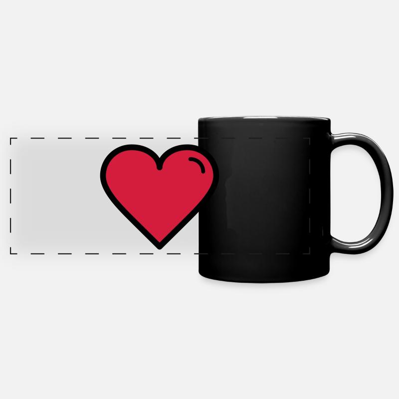 Valentinstags Herz - Panorama-Tasse farbig - Schwarz