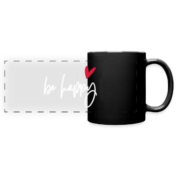 be happy - Panorama-Tasse farbig - Schwarz - Vorne