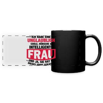 Coole, hübsche & intelligente Frau - Panorama-Tasse farbig - Schwarz - Vorne