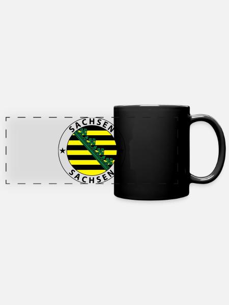 Sachsen - Panorama-Tasse farbig - Schwarz