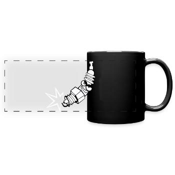 Bandes bougie d'allumage avec le visage - Mug panoramique uni - noir - Devant
