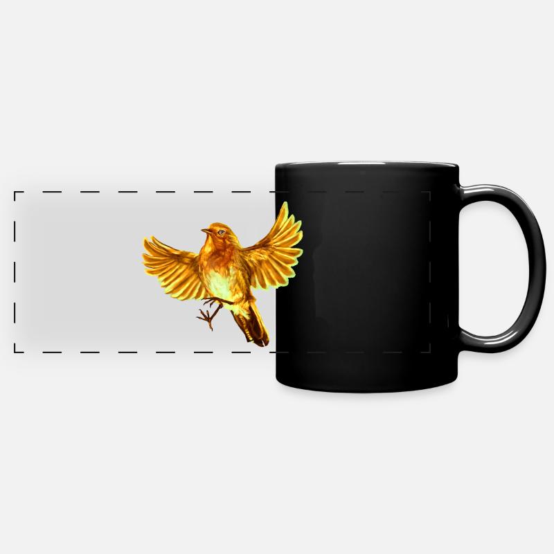 oiseau jaune - Mug panoramique uni - noir