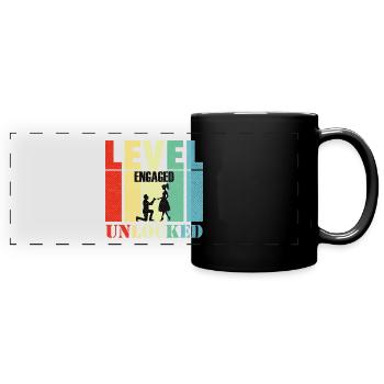 Marriage proposal Wedding Level Nerd Gift - Full Colour Panoramic Mug - black - Front