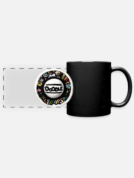 Gekritzel-Kunst-Aufkleber - Panorama-Tasse farbig - Schwarz