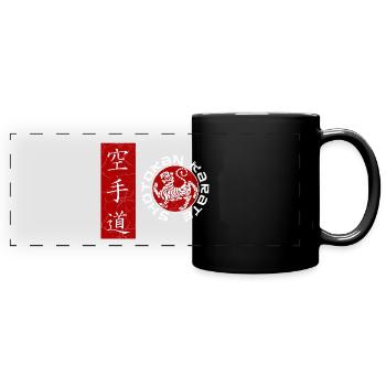 Design de t-shirt Cool Shotokan tigre avec kanji - Mug panoramique uni - noir - Devant