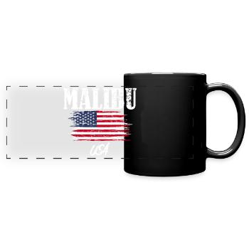 USA Fahne Malibu Urlaub Sommer Geschenk - Full Colour Panoramic Mug - black - Front