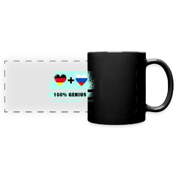 Deutschland und Russland 100% Genial / Geschenk - Panorama-Tasse farbig - Schwarz - Vorne