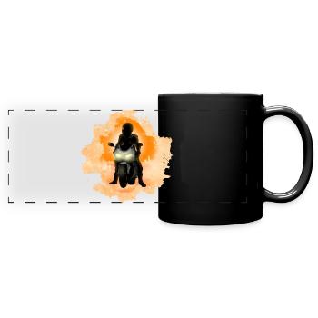 Biker - Panorama-Tasse farbig - Schwarz - Vorne
