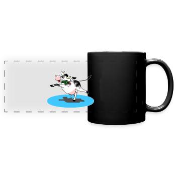 Kuh auf dem Eis - Panorama-Tasse farbig - Schwarz - Vorne