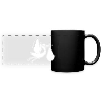 Storch, Silhouette, Klapperstorch, Baby, Geschenk - Panorama-Tasse farbig - Schwarz - Vorne